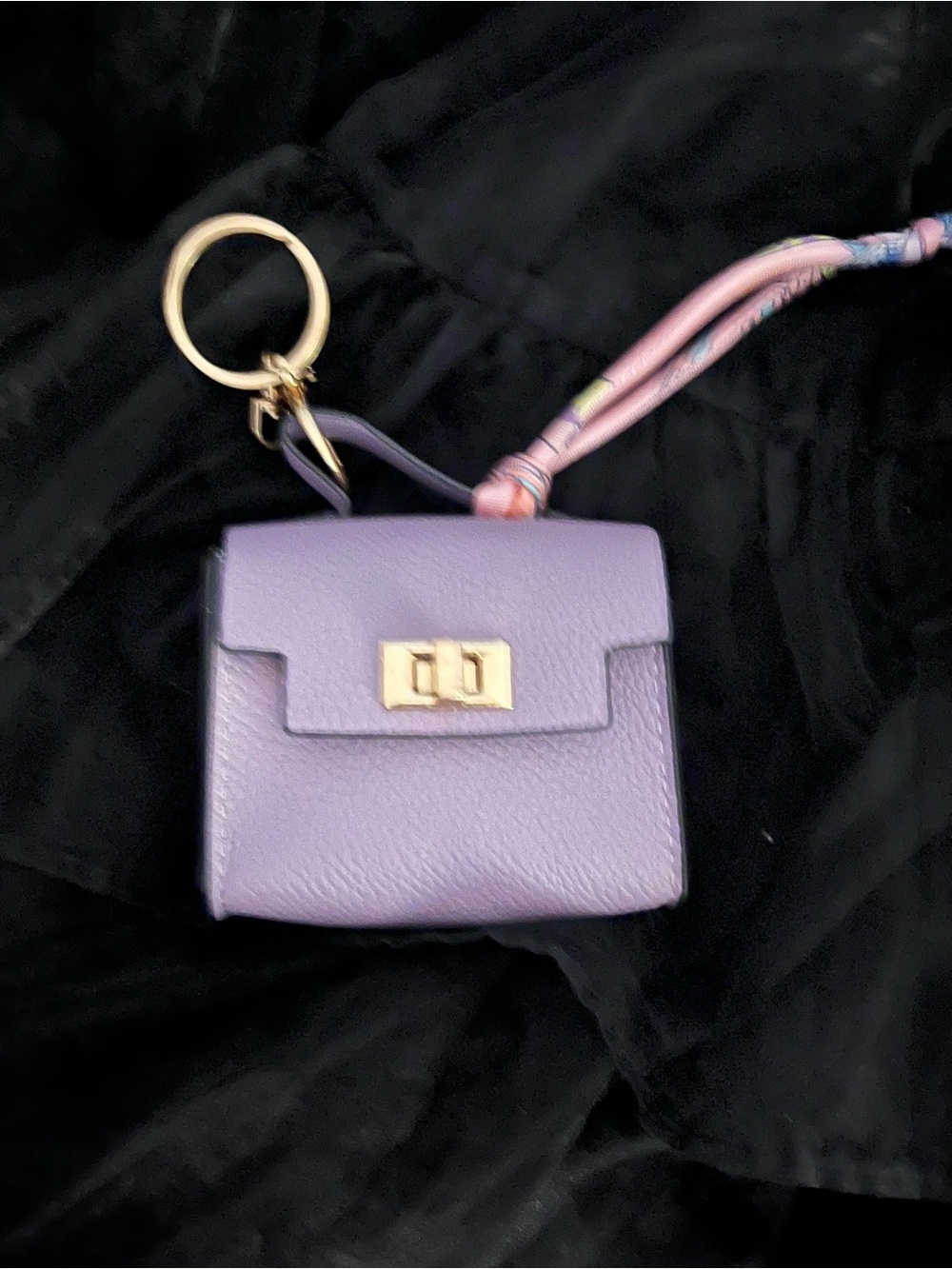 Lilac Mini Leather Crossbody Keychain Bag - Small Fashion Purse